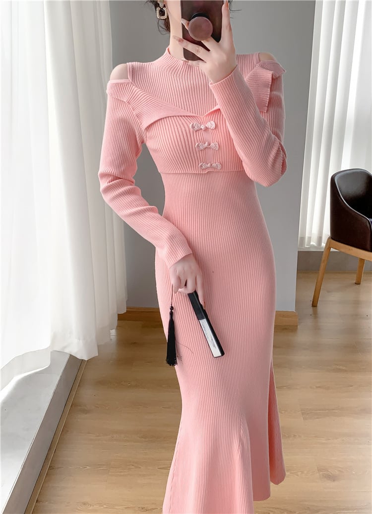 【dress】マーメイドニットワンピース　M26175