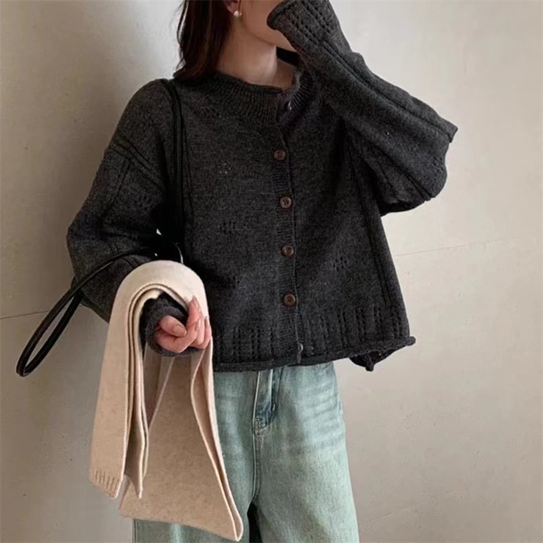 【outer】カットワークニットカーデ　M25612