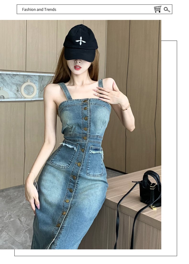 【dress】デニムサロペットワンピース　M24636