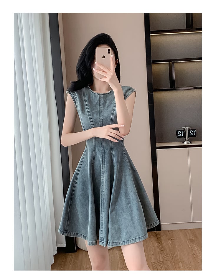 【dress】ノースリーブデニムワンピース　M24565