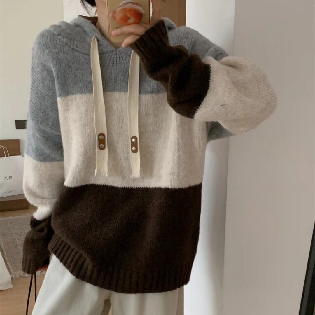 【tops】ボーダー柄ニットセーター　M19121