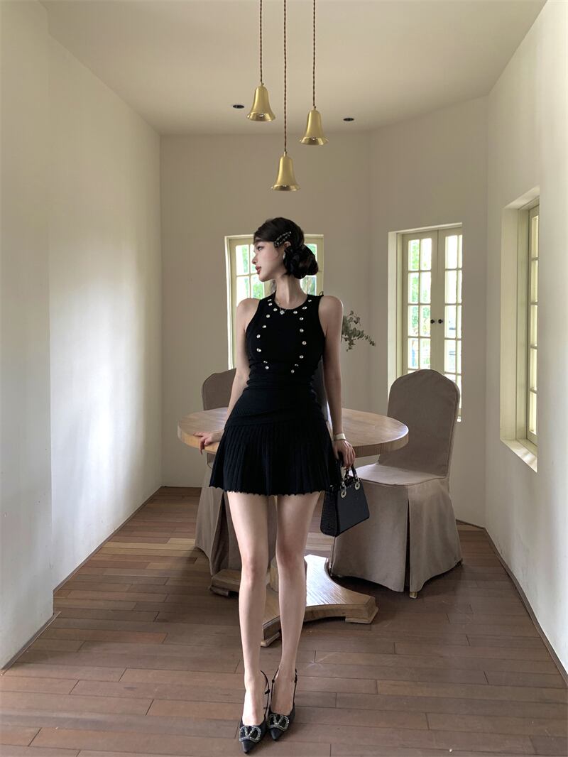 【dress】ノースリーブプリーツミニワンピース　M29821