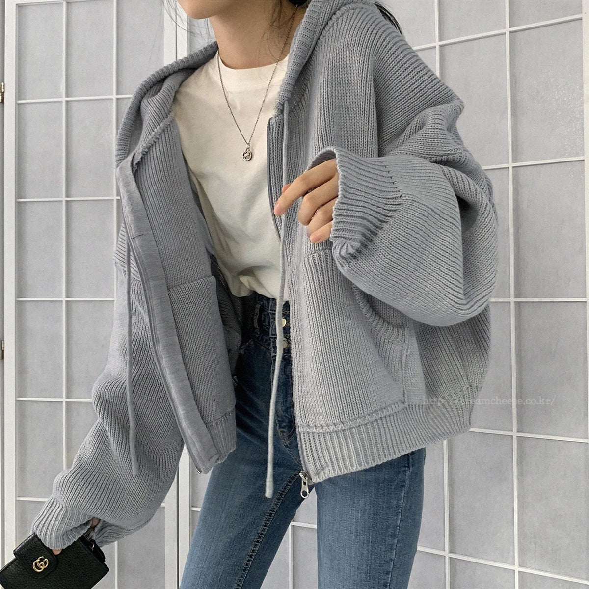 【outer】ファスナーニットカーデ　M26115