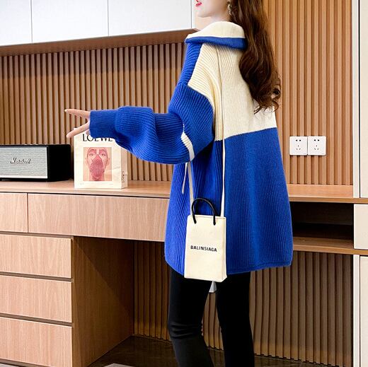 【tops】ファスナー配色ニットセーター　M19180