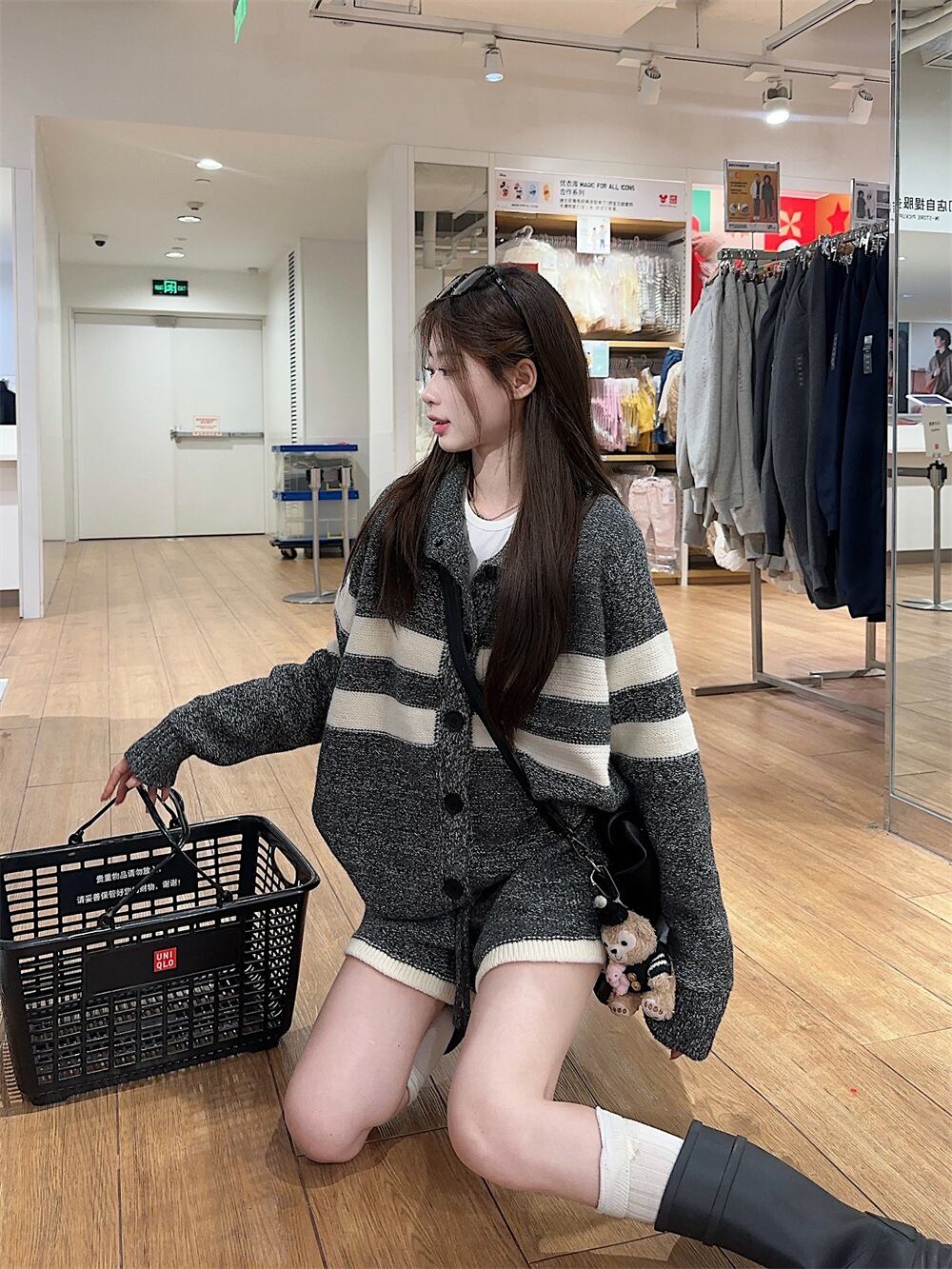 【set】ニットカーデ×ショートパンツセット　M28479