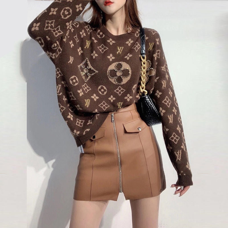 【tops】2色長袖ニットセーターF8144