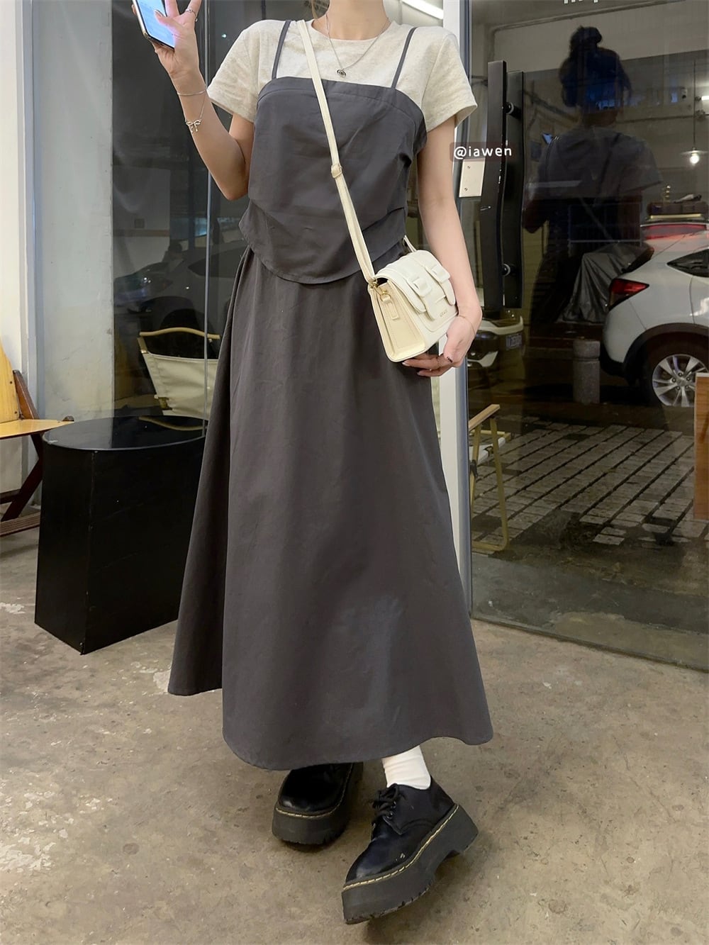 【set】切り替えTシャツ+スカートセット　M24237