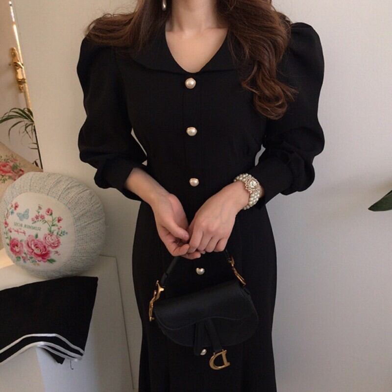 【dress】エレガント気質満点レトロハイウエスト着痩せ マーメイドワンピース G1404