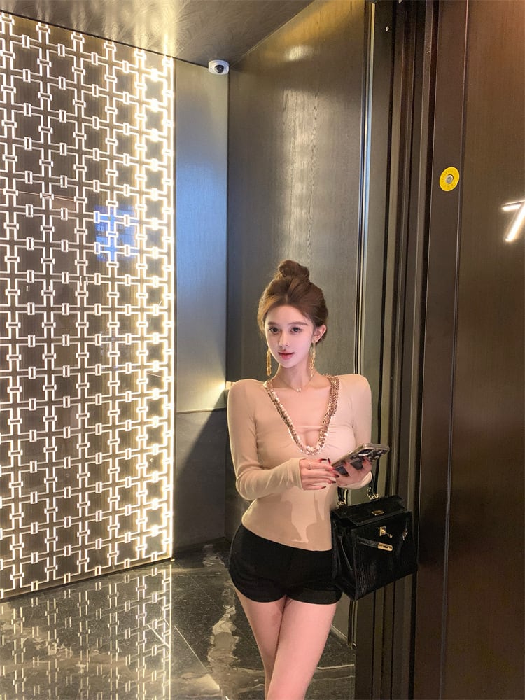 【tops】スパンコール長袖トップス　M29322