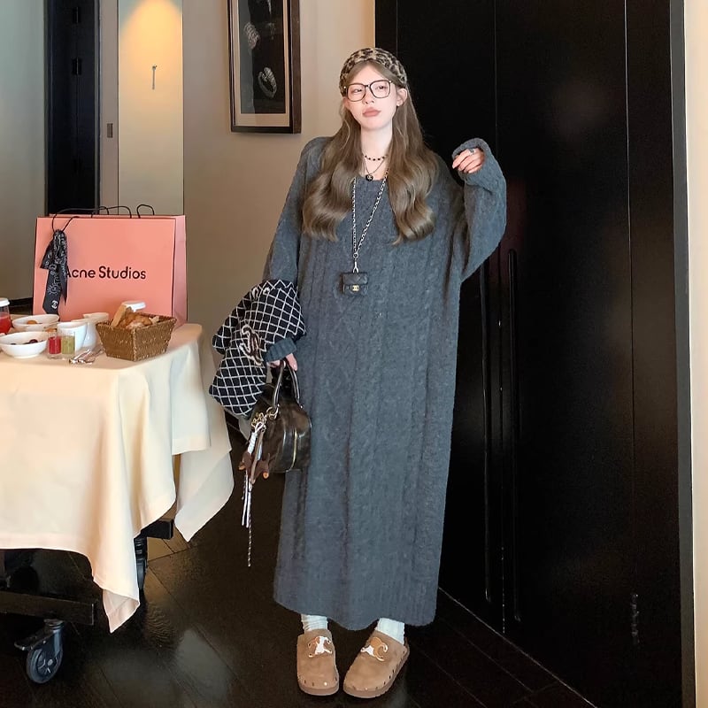 【dress】ロングニットワンピース Q7697