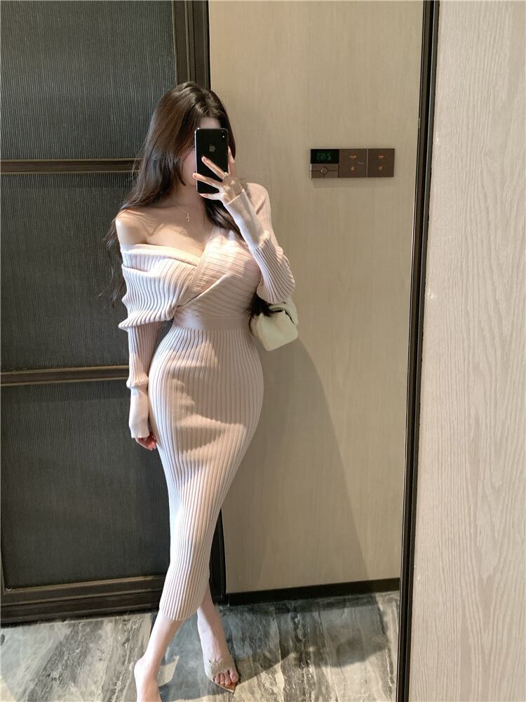 【dress】クロスニットワンピース　M28851