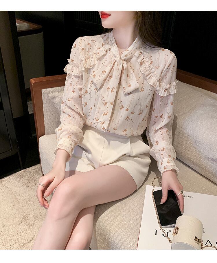 【tops】リボン付きシャツトップス　M18727