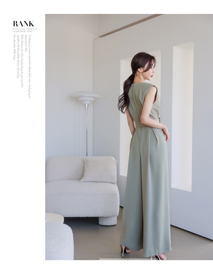 【set】韓国風気質満点着痩せファッションスリット オールインワン G0396