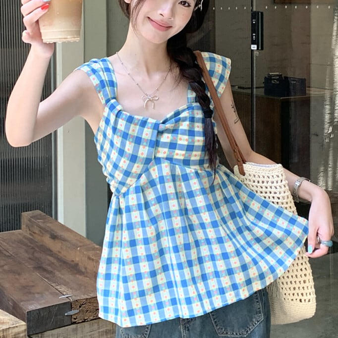 【tops】チェック柄トップス　M25051