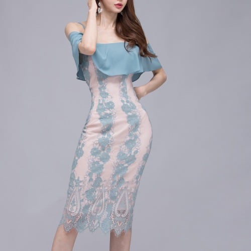 【dress】フリルレースワンピース　M25227