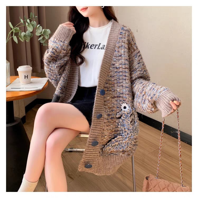【outer】Vネックニットカーデ　M25755