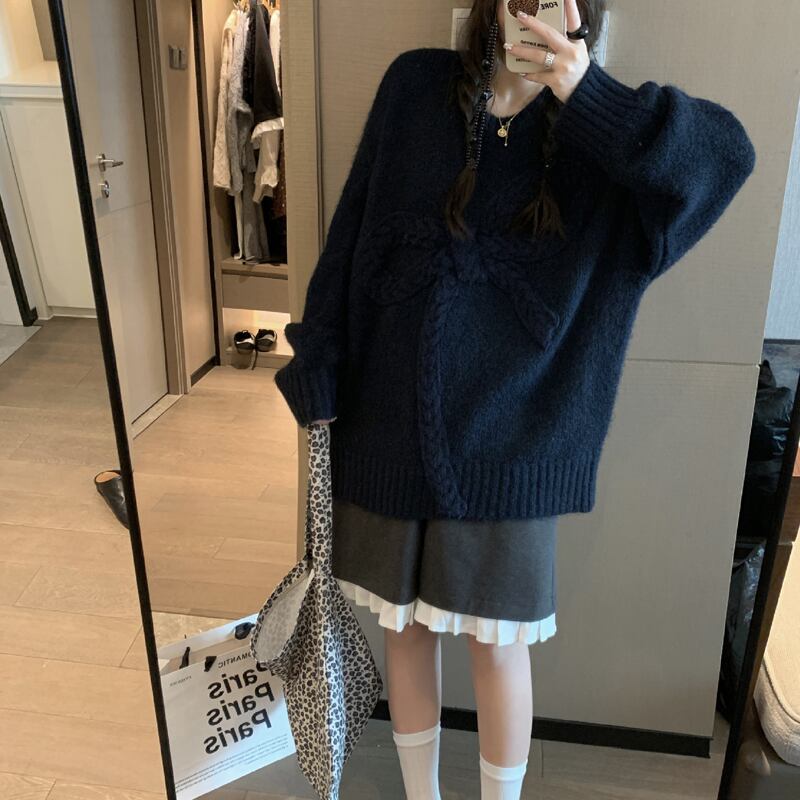 【tops】リボンニットトップス Q7243