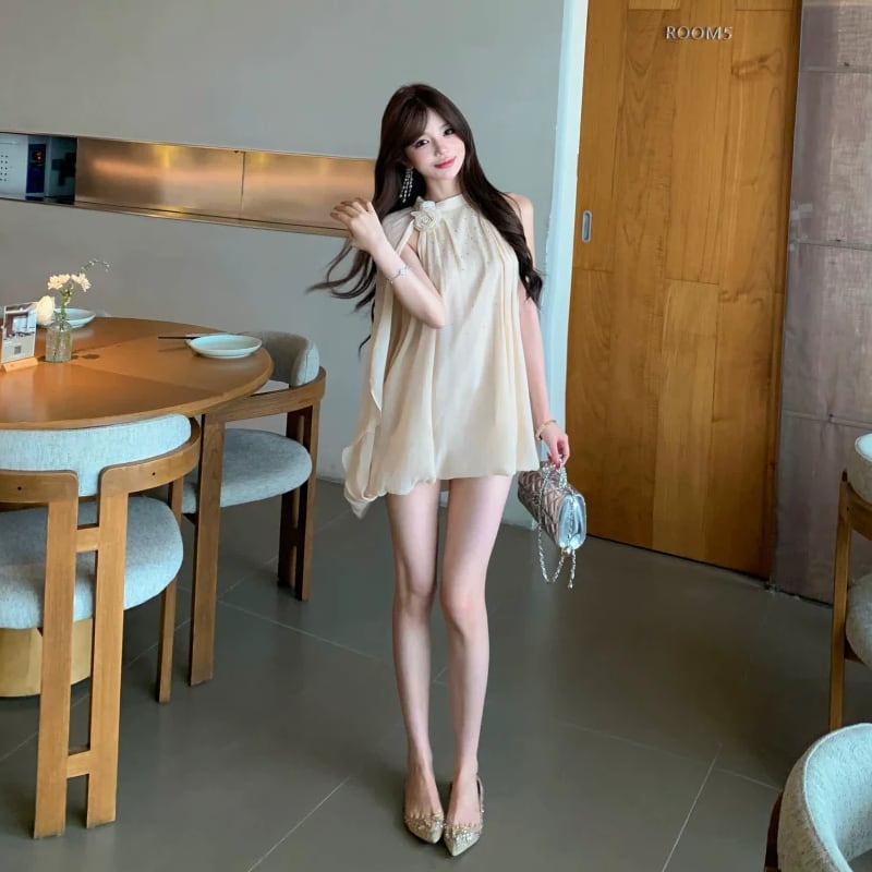 【dress】ビジューケープデザインミニワンピース Q8522