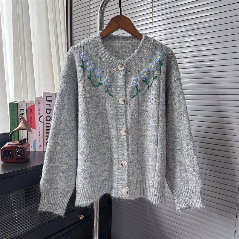 【outer】刺繍ニットカーデ　M25781