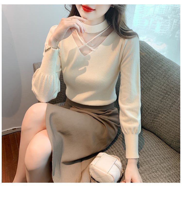 【tops】カットワークニットトップス　M28573