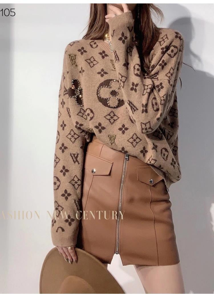 【tops】2色長袖ニットセーターF8144