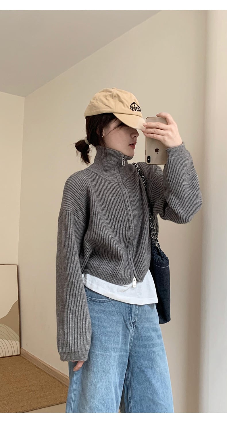 【outer】ファスナーニットカーデ　M28916