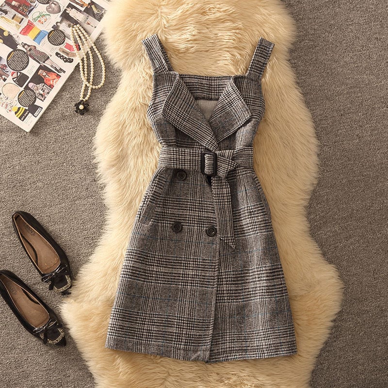 【dress】チェック柄キャミワンピース　N2257