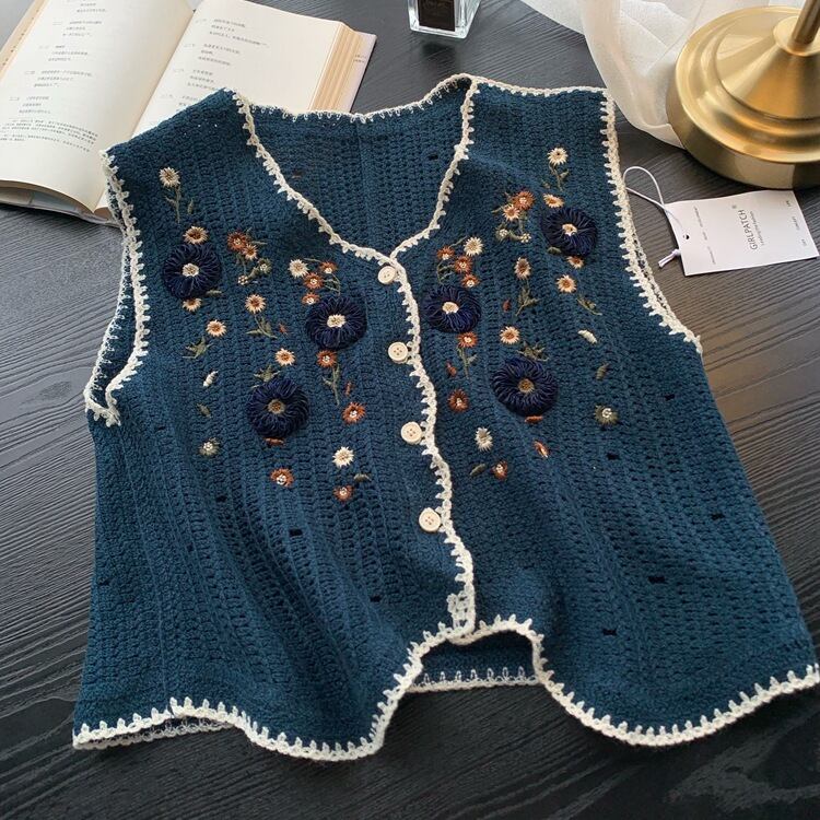 【tops】ジャカードニットベスト　M29410