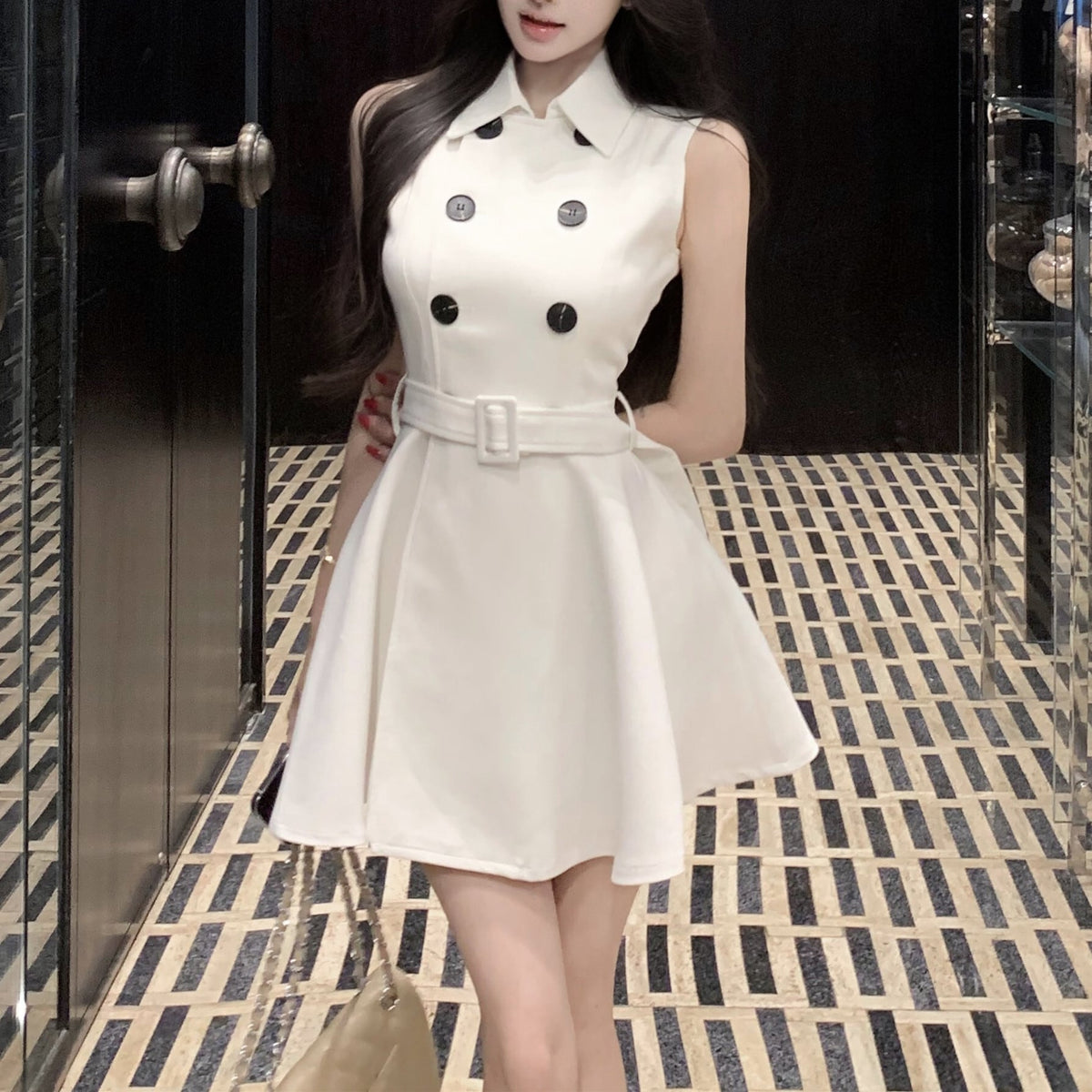 【dress】ダブルボタンミニワンピース　N3151