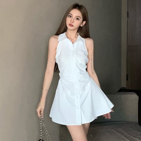 【dress】ノースリーブシャツワンピース　M24539