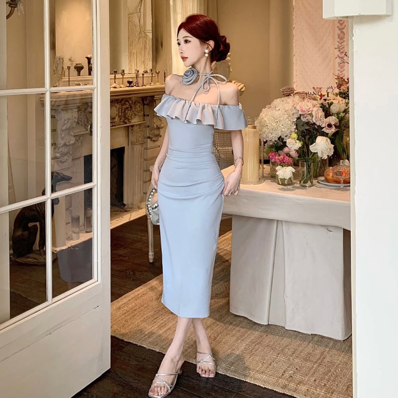 【dress】オフショルダーフリルワンピース G21120