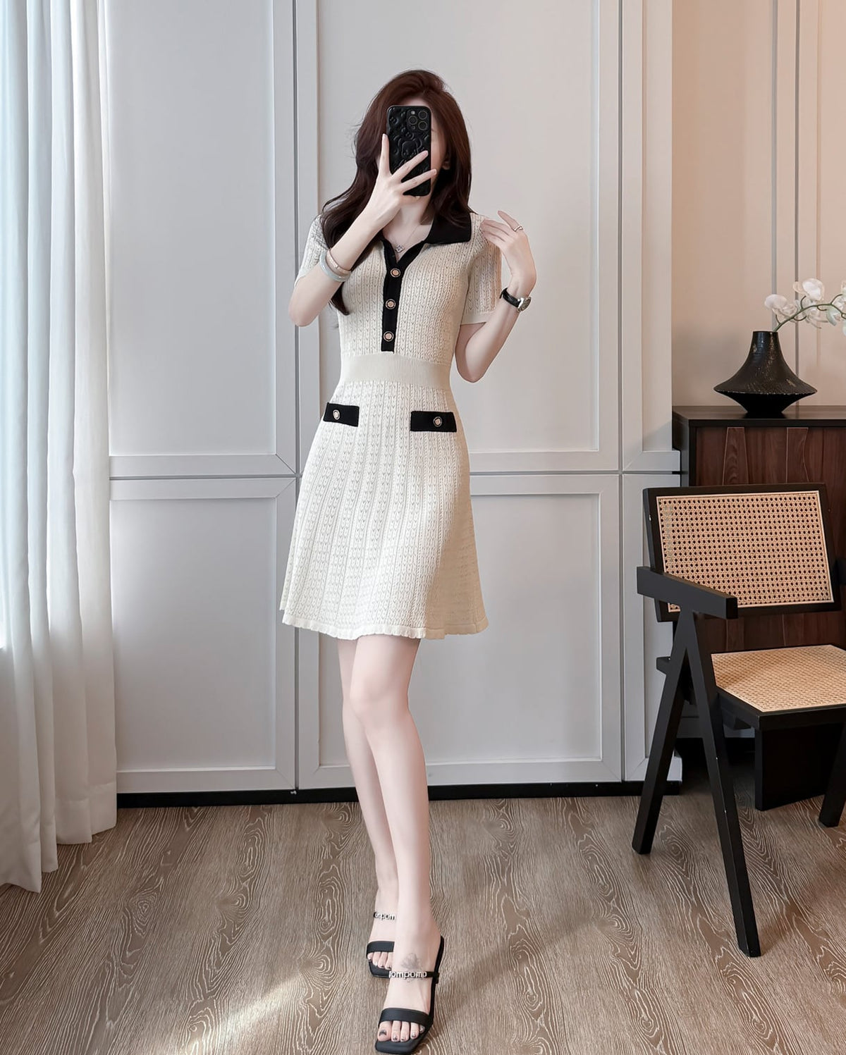 【dress】Aラインニットワンピース Q8468