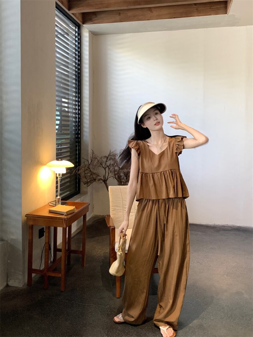 【set】ブラウス+ガウチョパンツ２点セットG21523