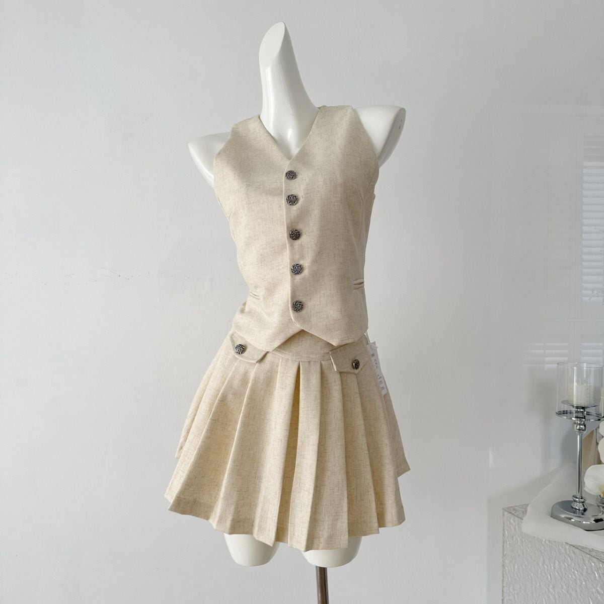 【set】ジレ×プリーツスカートセット　M24398