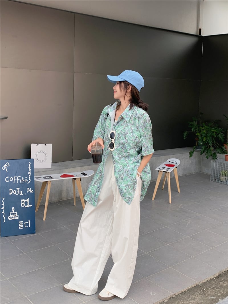 【tops】花柄シャツトップス　M25174