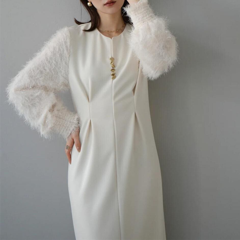 【dress】Ⅴネックドッキングワンピース　N2965