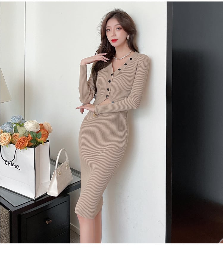 【dress】ボタンデザインニットワンピース　M26264