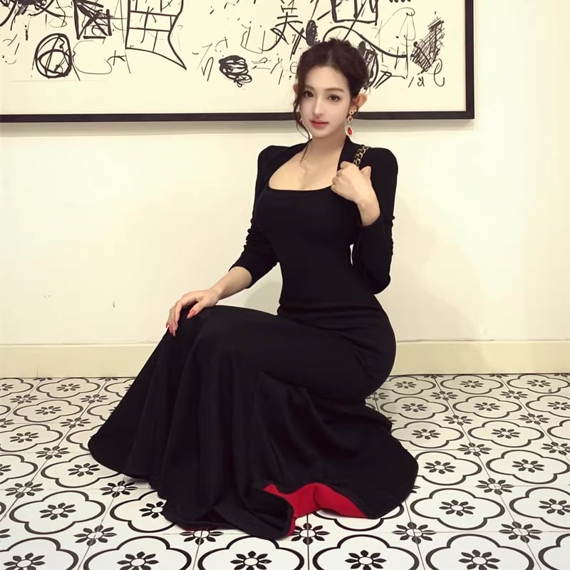【dress】ロングマーメイドワンピース Q7724