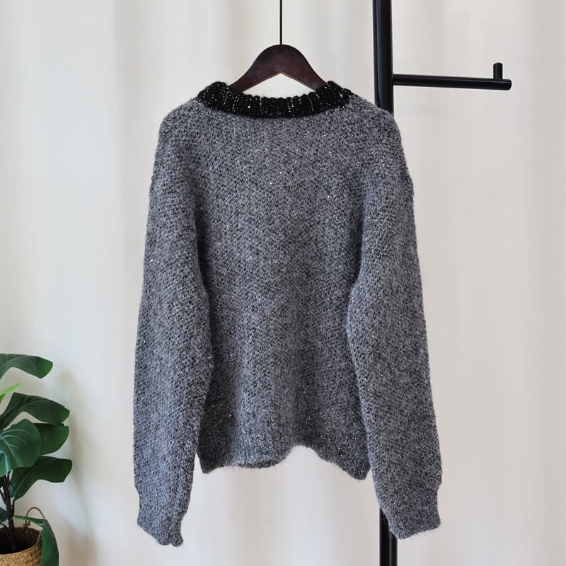 【outer】スパンコールニットカーデ　M27902