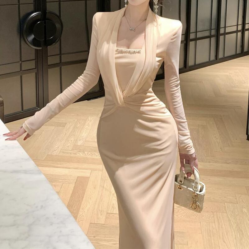 【dress】クロスデザインロングワンピース Q8176