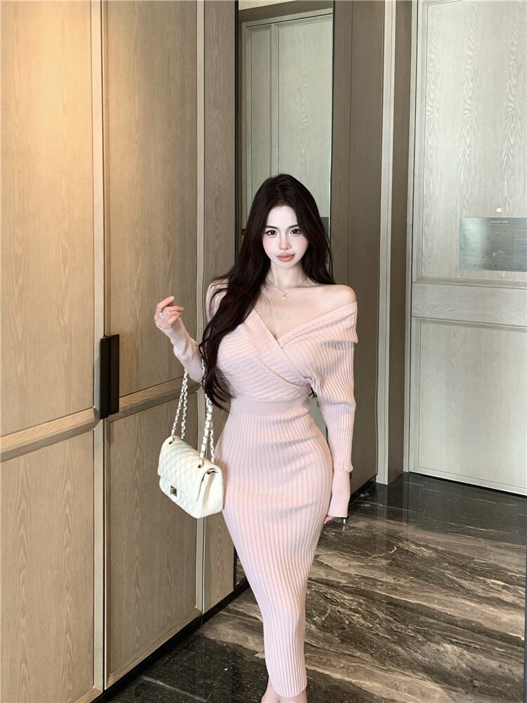 【dress】クロスニットワンピース　M28851