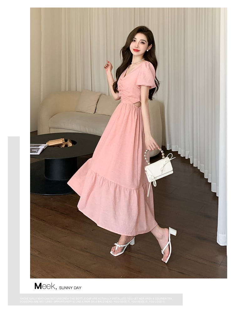 【dress】Vネックギャザーワンピース G20667