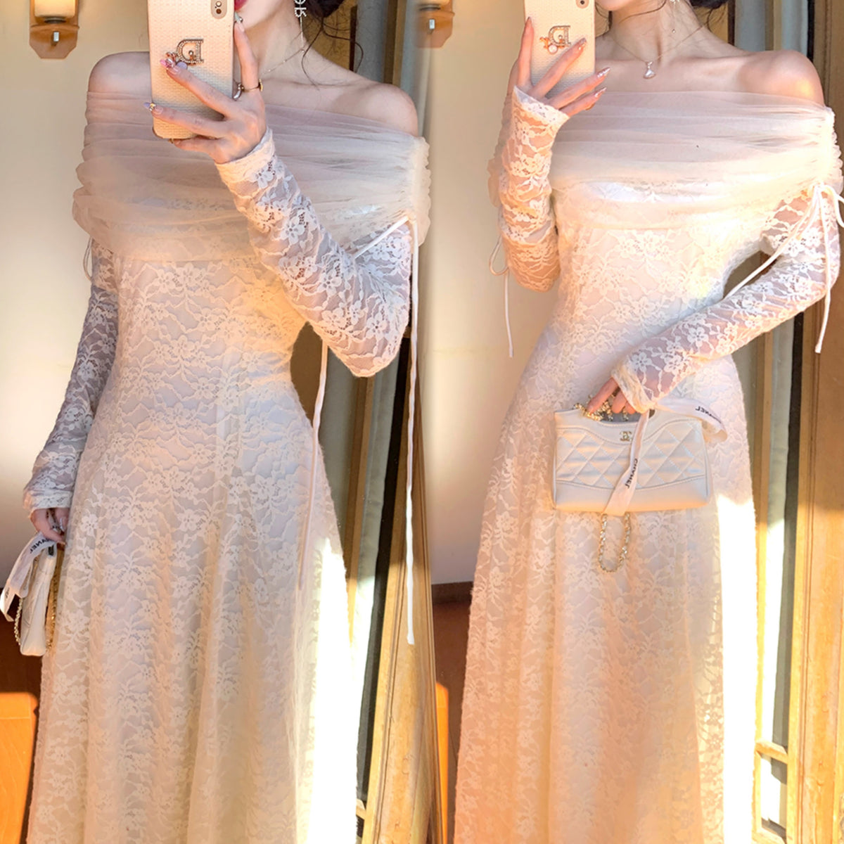 【dress】チュールドッキングレースワンピース　N3528