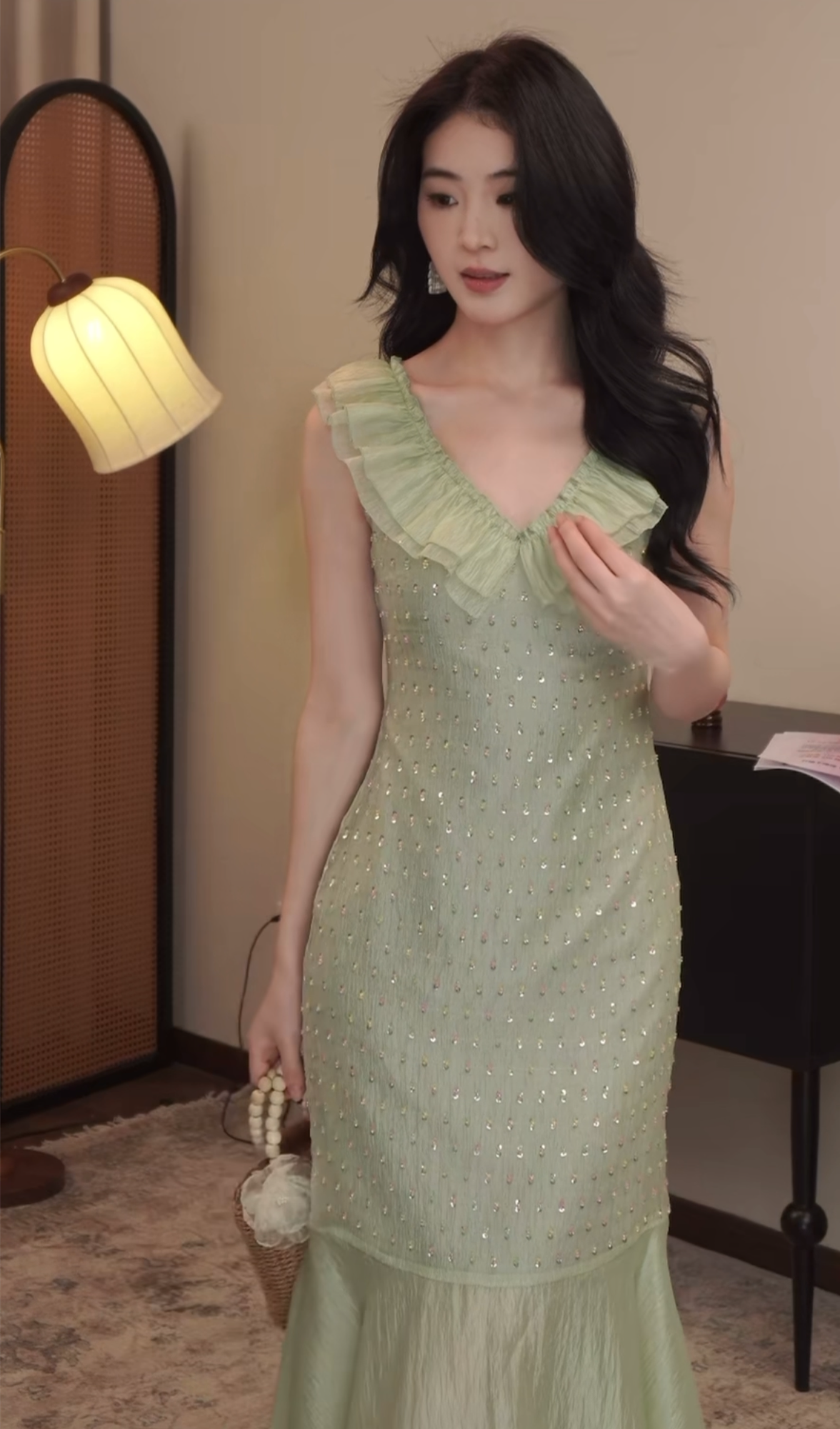 【dress】スパンコール付きマーメイドワンピース　N2987