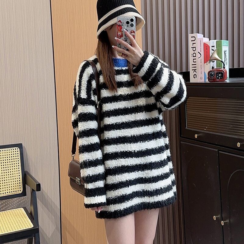 【tops】ボーダー柄ニットセーター　M18512