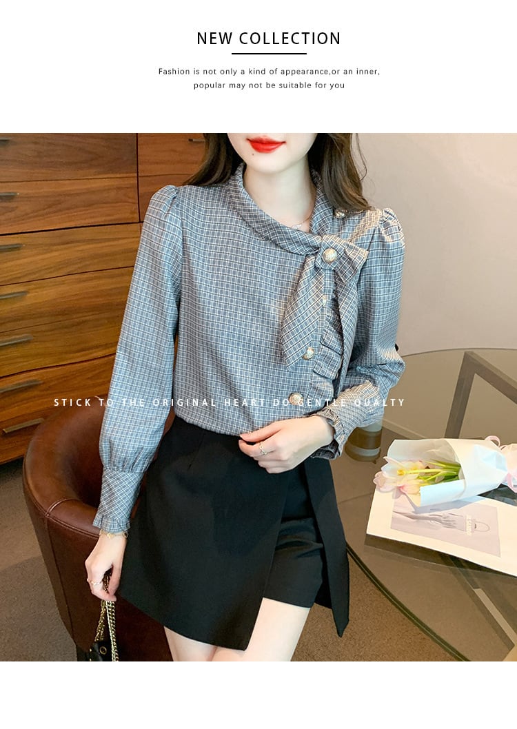 【tops】チェック柄シャツトップス　M25345