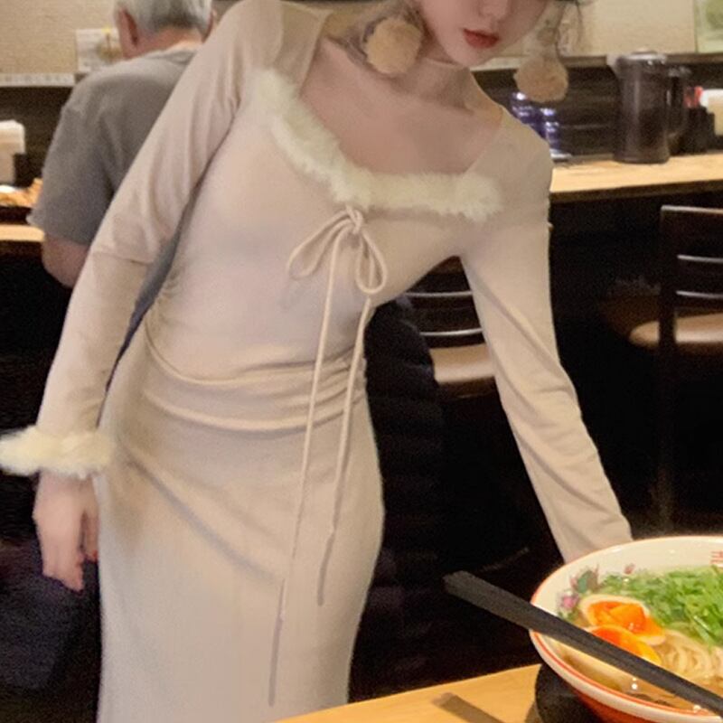 【dress】ファーマーメイドニットワンピース　M28482