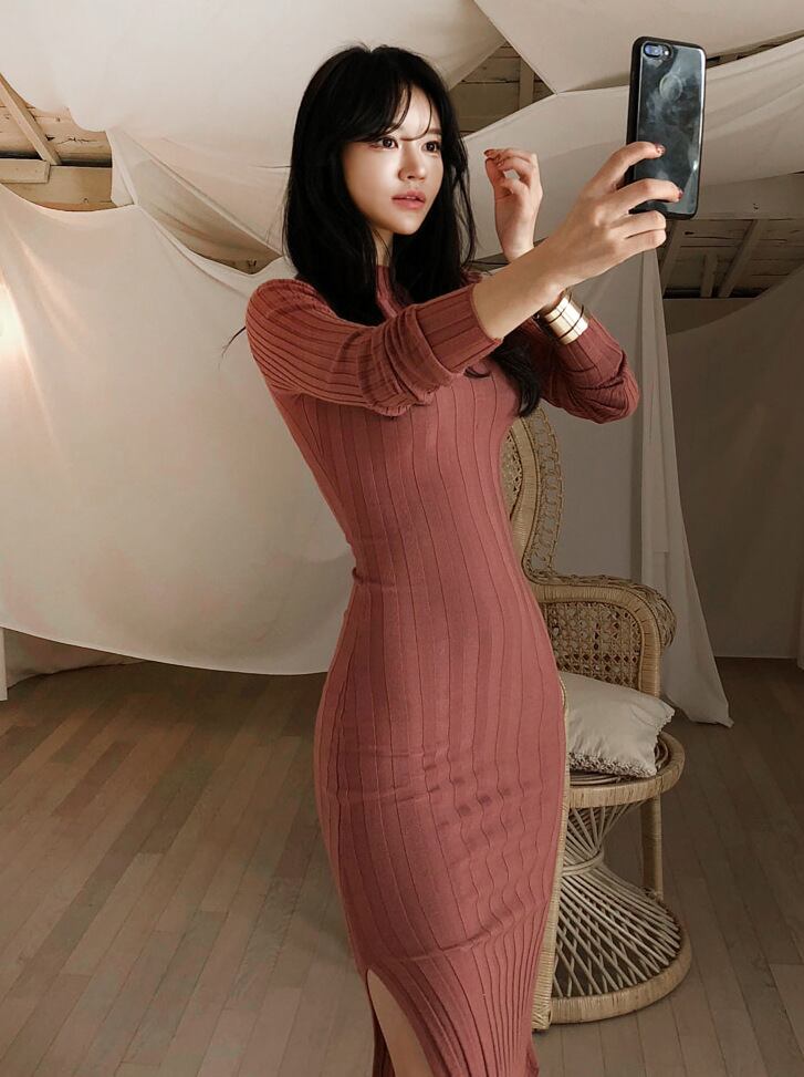 【dress】スリットワンピース　M19052