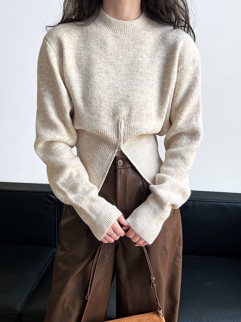 【tops】ファスナーニットトップス　M27273