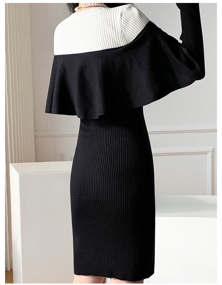 【dress】フリルニットワンピース　M19159
